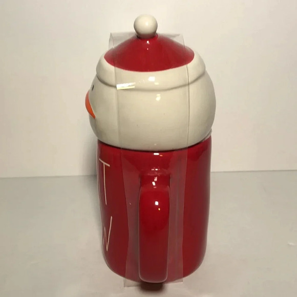 Rae Dunn Red Let it Snow Christmas Mug with Snowman Topper - Picture 2 of 5